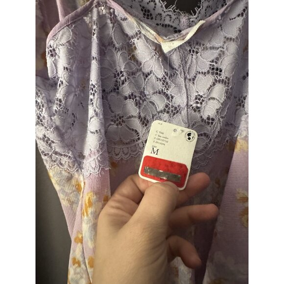 Free People’s Intimately Monday Morning Floral Lilac Lace Ruched Bodysuit Size M - Picture 6 of 6